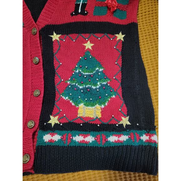 Vintage Marisa Christina Classics 1993 Christmas Nutcracker Bear Tree Sweater L - Picture 7 of 8
